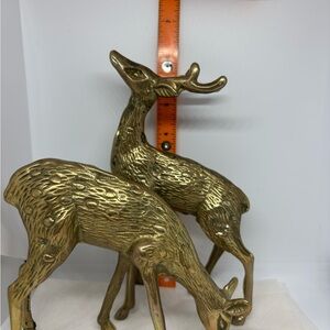 Brass Deer Figurine Pair - Gold Tone